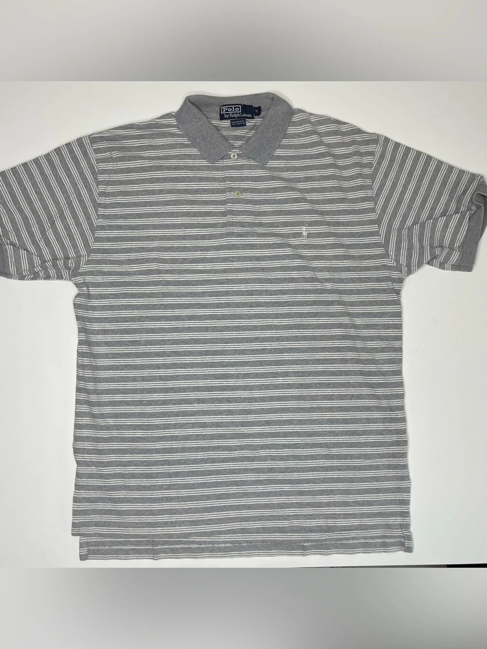 Men's Polo Ralph Lauren Vintage Striped Short-Sleeve Polo Shirt 100% Cotton MED